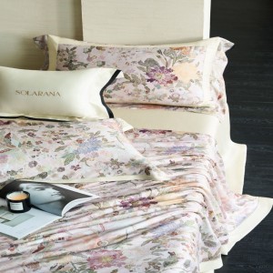 100S Lyocell Purple Floral Plant Digital Printing Summer Quilt 100% Natural Silk Filled Air-condition Bedding