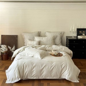 Super soft white pure cotton home textile brushed duvet quilt cover four piece bed sheets bedding set