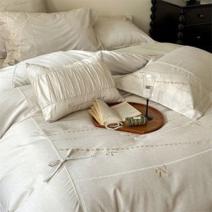 Super soft white pure cotton home textile brushed duvet quilt cover four piece bed sheets bedding set