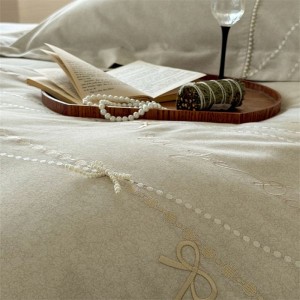 Super soft white pure cotton home textile brushed duvet quilt cover four piece bed sheets bedding set