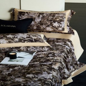 Summer New Floral Plant Digital Printing Summer Quilt Queen King Bed Sheets Black Lyocell Bedding Set