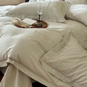 Super soft white pure cotton home textile brushed duvet quilt cover four piece bed sheets bedding set