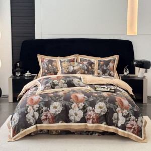 100s cotton digital printing comforter quilt cover bed sheets high end floral 4pcs bedding set