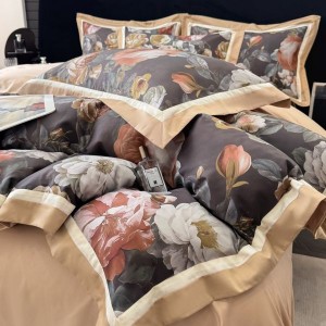 100s cotton digital printing comforter quilt cover bed sheets high end floral 4pcs bedding set
