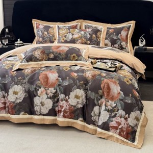 100s cotton digital printing comforter quilt cover bed sheets high end floral 4pcs bedding set