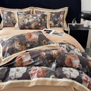 100s cotton digital printing comforter quilt cover bed sheets high end floral 4pcs bedding set