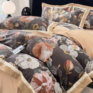 100s cotton digital printing comforter quilt cover bed sheets high end floral 4pcs bedding set