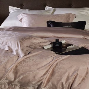 500TC Lyocell Cotton Home Textile Jacquard Duvet Quilt Comforter Cover Bed Sheets Pillowcases Pink Luxury Bedding Set