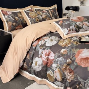 100s cotton digital printing comforter quilt cover bed sheets high end floral 4pcs bedding set
