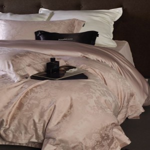 500TC Lyocell Cotton Home Textile Jacquard Duvet Quilt Comforter Cover Bed Sheets Pillowcases Pink Luxury Bedding Set