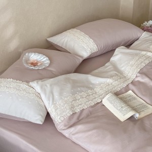 Pastoral style pink pillowcase double bedsheet exquisite customizable 2/2.3m coverlets printing quilt cover bedding set