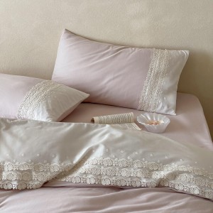 Pastoral style pink pillowcase double bedsheet exquisite customizable 2/2.3m coverlets printing quilt cover bedding set