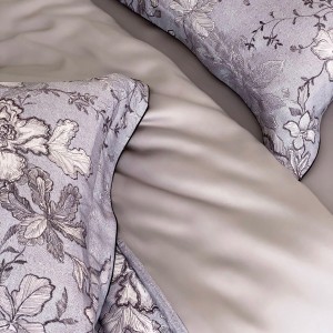 Light luxury senior satin 100S cotton bed linen purple king size house digital printing comforter cover bedroom bedding set wholesaler