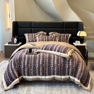 250g Milk Velvet Digital Printing Duvet Quilt Cover 4PCS Bedding Set