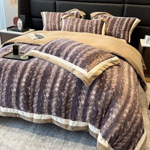 250g Milk Velvet Digital Printing Duvet Quilt Cover 4PCS Bedding Set