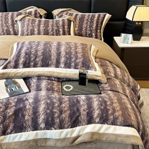 250g Milk Velvet Digital Printing Duvet Quilt Cover 4PCS Bedding Set