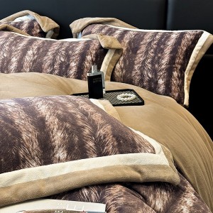 250g Milk Velvet Digital Printing Duvet Quilt Cover 4PCS Bedding Set