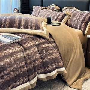 250g Milk Velvet Digital Printing Duvet Quilt Cover 4PCS Bedding Set