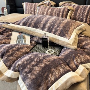 250g Milk Velvet Digital Printing Duvet Quilt Cover 4PCS Bedding Set