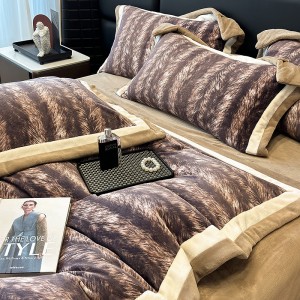 250g Milk Velvet Digital Printing Duvet Quilt Cover 4PCS Bedding Set