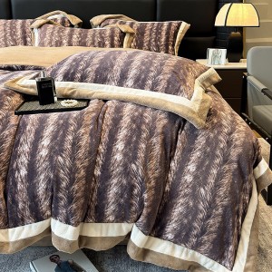 250g Milk Velvet Digital Printing Duvet Quilt Cover 4PCS Bedding Set