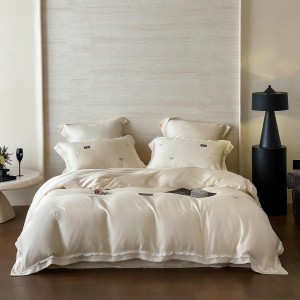 Elegant design full size embroidery adult pillowcases luxury green 100% cotton sateen comforter cover bedding set supplier