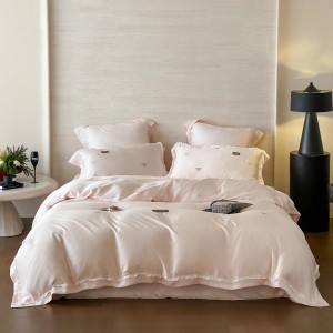 Elegant design full size embroidery adult pillowcases luxury green 100% cotton sateen comforter cover bedding set supplier
