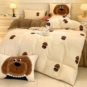 Category A high-weight printed milk velvet four-piece set and single quilt cover