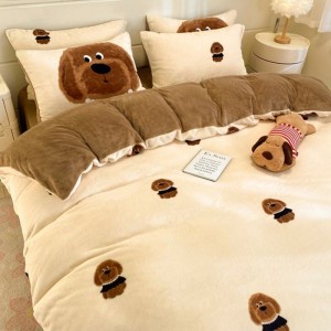 Category A high-weight printed milk velvet four-piece set and single quilt cover