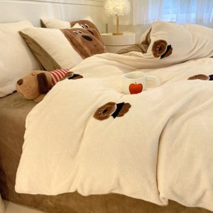 Category A high-weight printed milk velvet four-piece set and single quilt cover