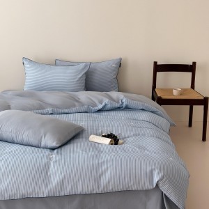 Wholesale high-quality blue cotton duvet cover printing bed sheet 4piece home textile bedding set supplier