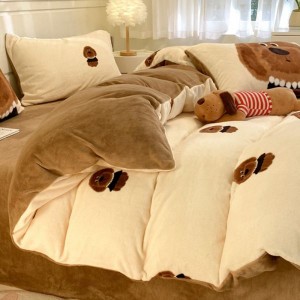 Category A high-weight printed milk velvet four-piece set and single quilt cover