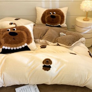 Category A high-weight printed milk velvet four-piece set and single quilt cover