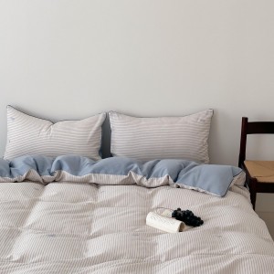 Wholesale high-quality blue cotton duvet cover printing bed sheet 4piece home textile bedding set supplier