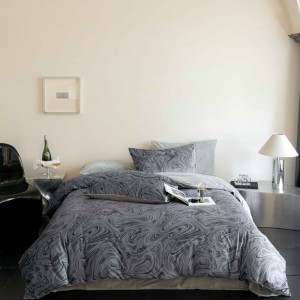 Light luxury striped printing quilt cover baby velvet bed sheets gray milk velvet bedding set