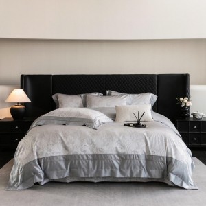 High-quality lyocell cotton jacquard bed sheets exquisite single size grey quilt cover home textile bedding set manufacture