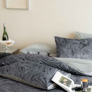 Light luxury striped printing quilt cover baby velvet bed sheets gray milk velvet bedding set