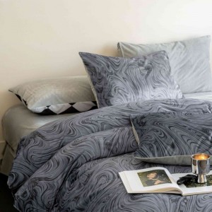 Light luxury striped printing quilt cover baby velvet bed sheets gray milk velvet bedding set