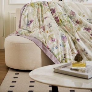 Summer cool lyocell cotton home textiles purple printing bed sheets bedding set supplier