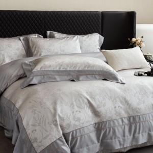 High-quality lyocell cotton jacquard bed sheets exquisite single size grey quilt cover home textile bedding set manufacture