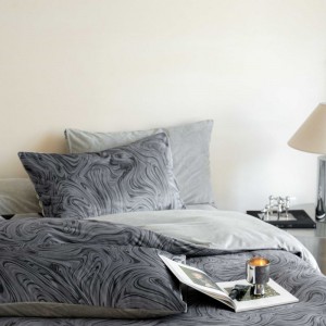 Light luxury striped printing quilt cover baby velvet bed sheets gray milk velvet bedding set