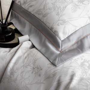 High-quality lyocell cotton jacquard bed sheets exquisite single size grey quilt cover home textile bedding set manufacture