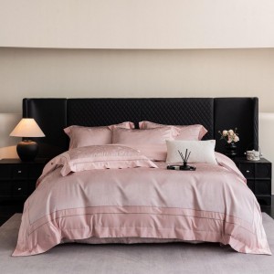 High-quality lyocell cotton jacquard bed sheets exquisite single size grey quilt cover home textile bedding set manufacture