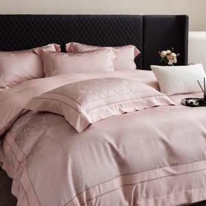 High-quality lyocell cotton jacquard bed sheets exquisite single size grey quilt cover home textile bedding set manufacture