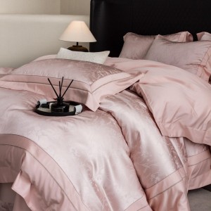 High-quality lyocell cotton jacquard bed sheets exquisite single size grey quilt cover home textile bedding set manufacture