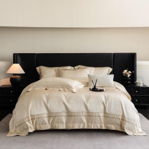 High-quality lyocell cotton jacquard bed sheets exquisite single size grey quilt cover home textile bedding set manufacture