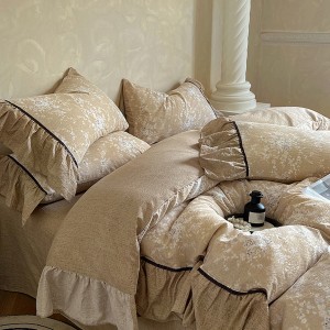 High Class Linen Floral Printing Quilt Cover Bed Sheets Pillowcases Bedding Set