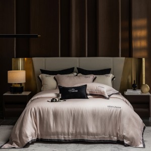 High-quality satin lyocell cotton colored bed sheets exquisite jacquard quilt cover home textile bedding set manufacture