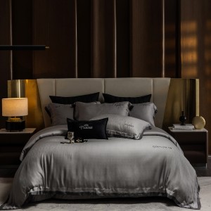 High-quality satin lyocell cotton colored bed sheets exquisite jacquard quilt cover home textile bedding set manufacture