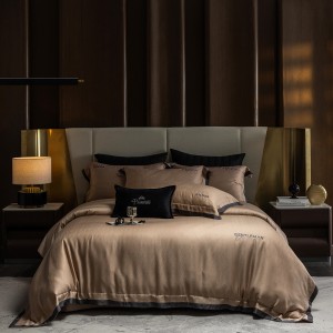 High-quality satin lyocell cotton colored bed sheets exquisite jacquard quilt cover home textile bedding set manufacture